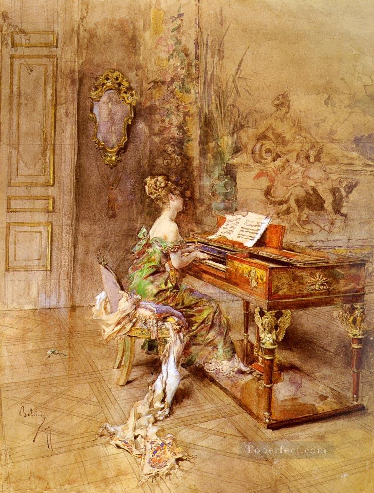 La Pianista genre Giovanni Boldini Oil Paintings